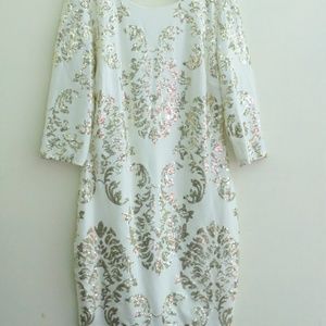 White and Gold Sequence Bodycon Dress